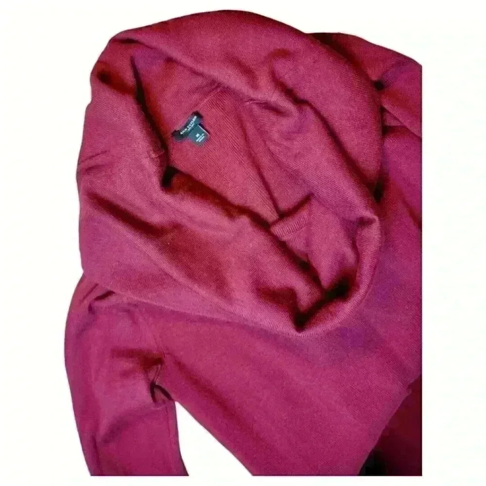 ANN TAYLOR Woman's BURGUNDY Sweater Dress Pencil Shift COWL NECK Stretch size M - Picture 3 of 3